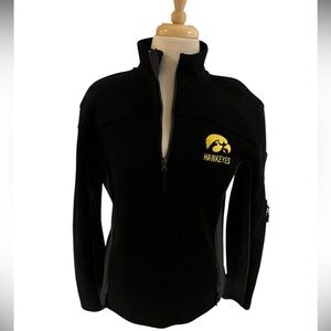 Iowa Hawkeyes Black Quarter-Zip Waffle Knit Pullover-Men’s Size Small